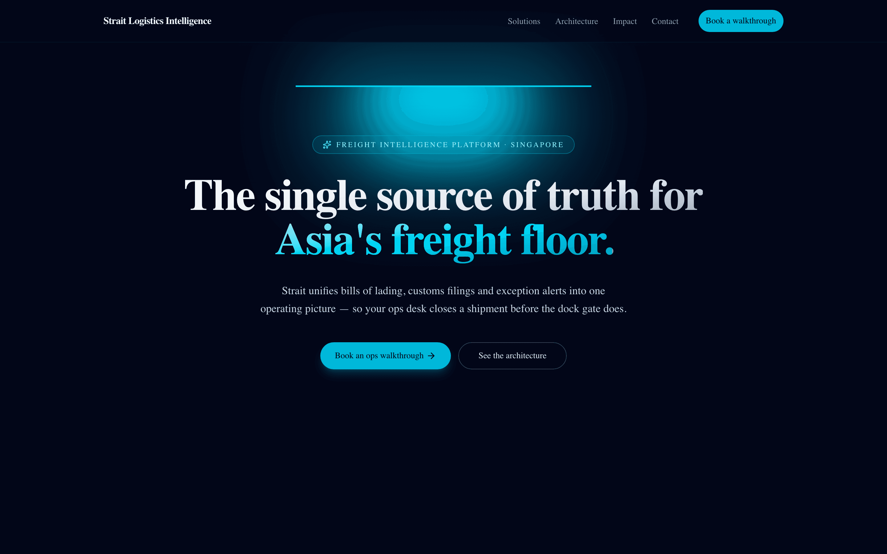Strait Logistics Intelligence homepage